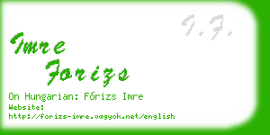 imre forizs business card